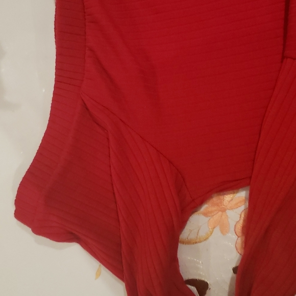 Red off the shoulder top - Picture 3 of 5